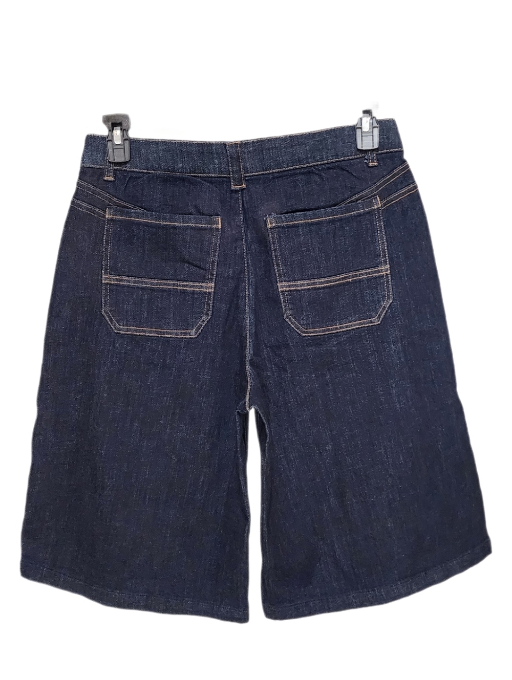 Democracy Pleated Front Relaxed Denim Bermuda Shorts Skyrise Ab Solution Indigo - Picture 2 of 9